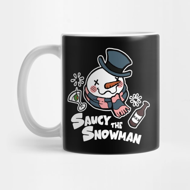 Saucy The Snowman - Frosty Humor - White Outlined, Color Version 2 by Nat Ewert Art